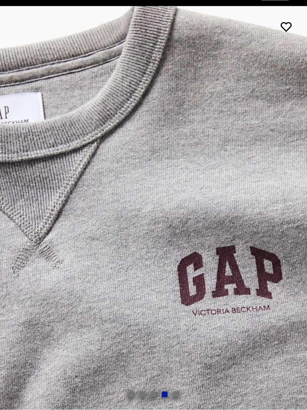 Gap Victoria Beckham Light Gray Crewneck Sweatshirt with Burgundy Logo